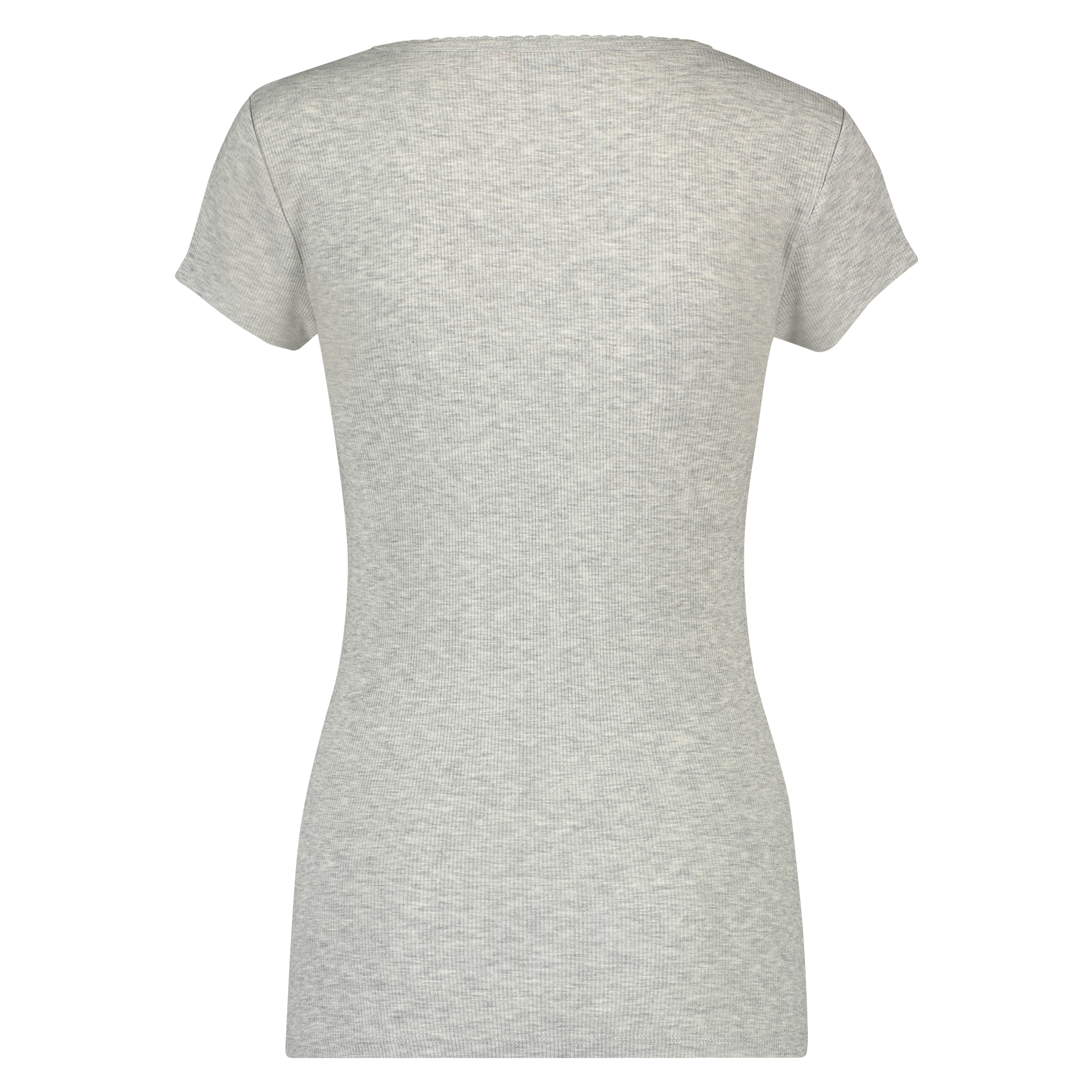 Top od piżamy z prążkowanego materiału z krótkimi rękawami., Szary, main