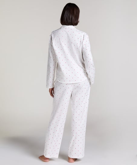 Dżersejowe spodnie Jacquard Hearts, Biały