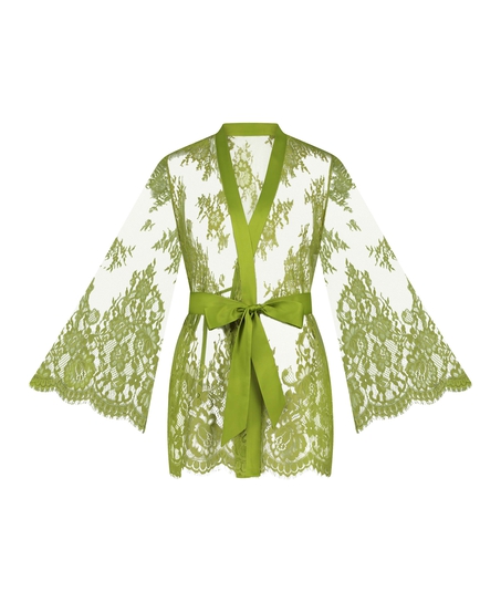 Kimono z koronką Isabelle, Zielony
