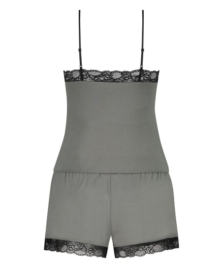 Piżama z szortami i topem na ramiączkach, Zielony