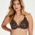 Usztywniany top bikini z fiszbinami Leopard, Beżowy