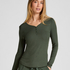 Bluza piżamowa Henley z długim rękawem, Zielony