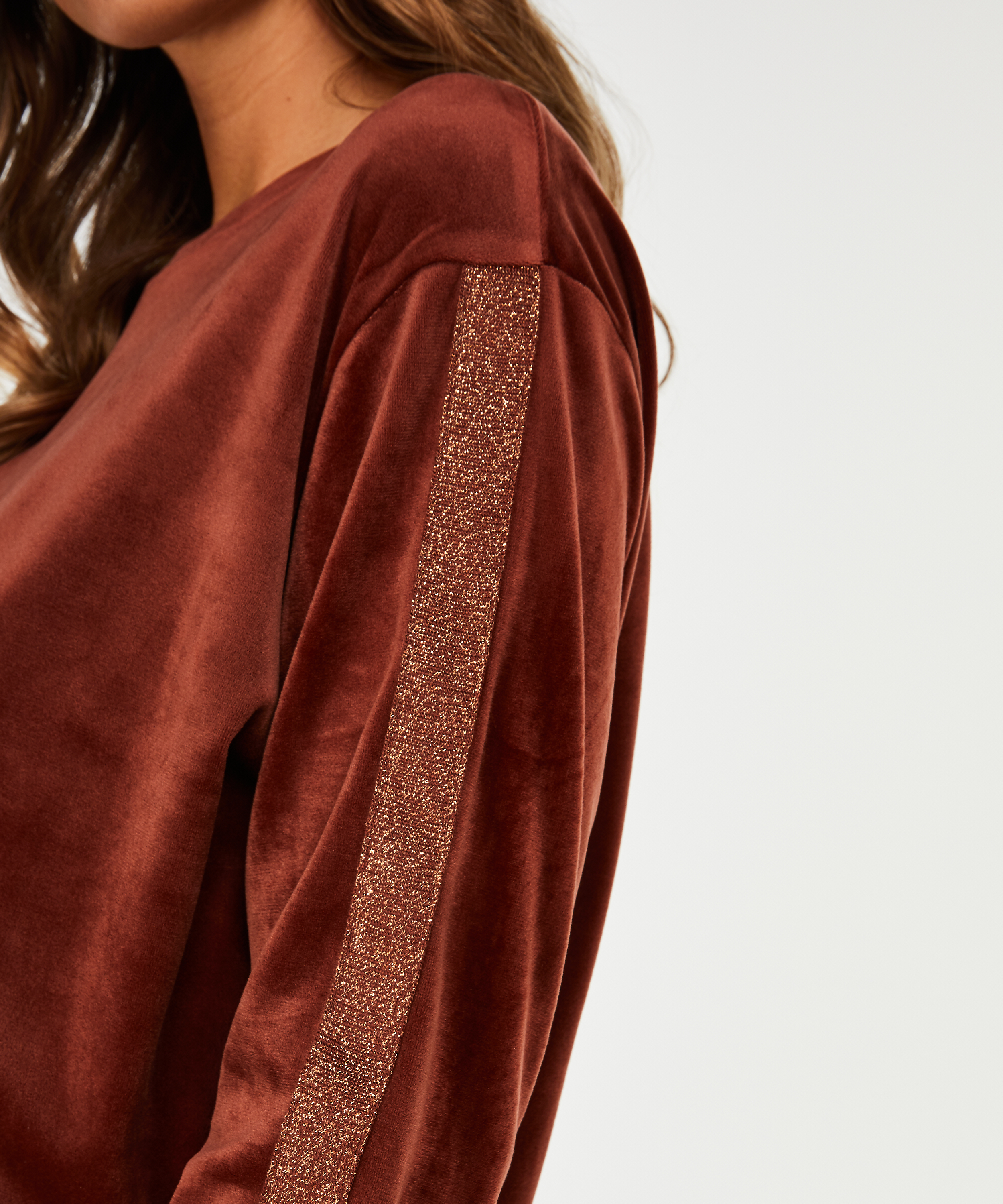 Aksamitny top ciążowy Shimmer, Brązowy, main