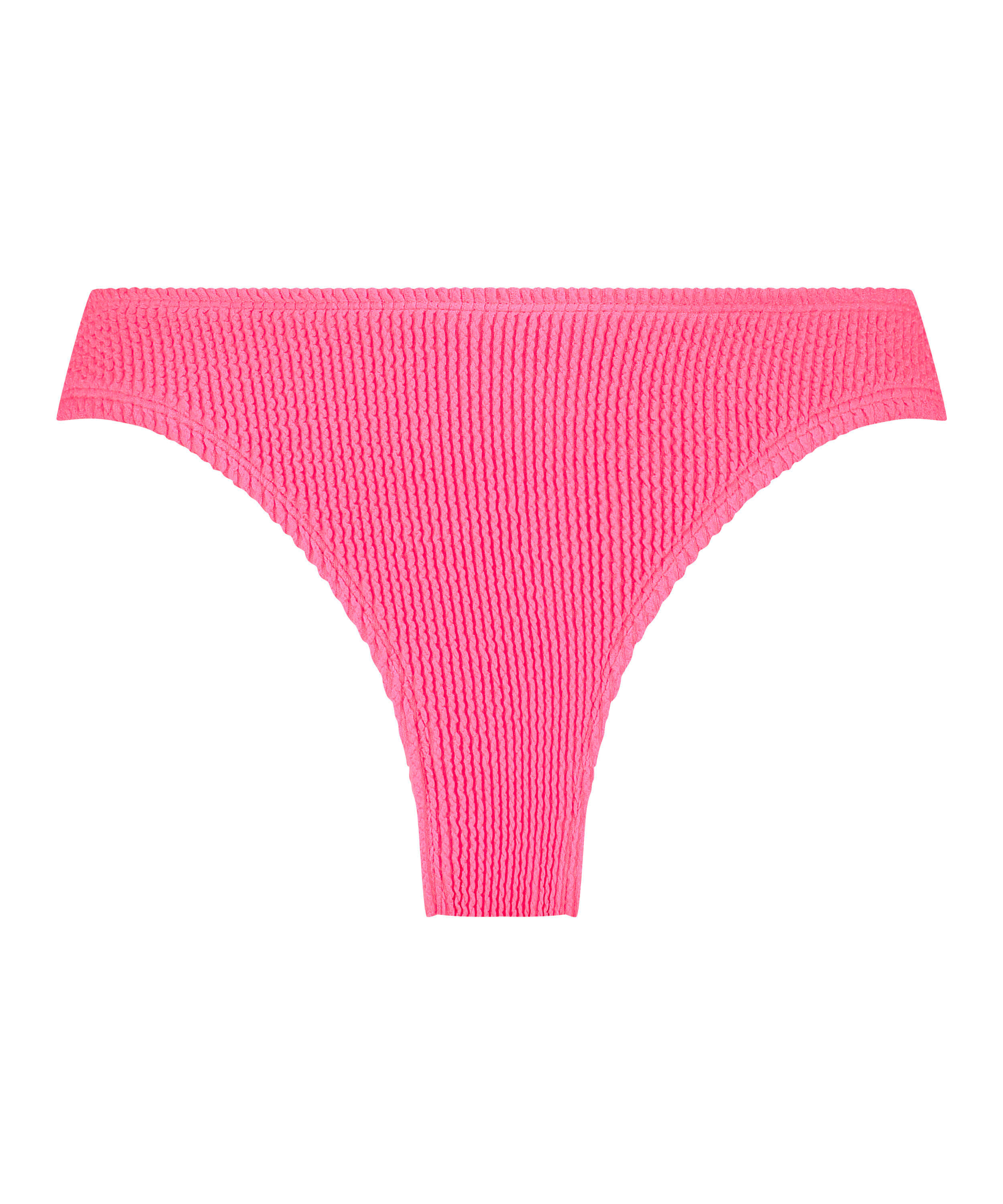 Majtki Bikini Wysoko Krojona Crinkle, R&oacute;żowy