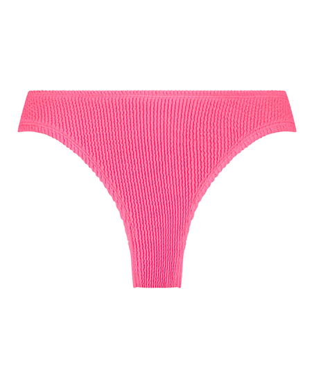 Majtki Bikini Wysoko Krojona Crinkle, R&oacute;żowy