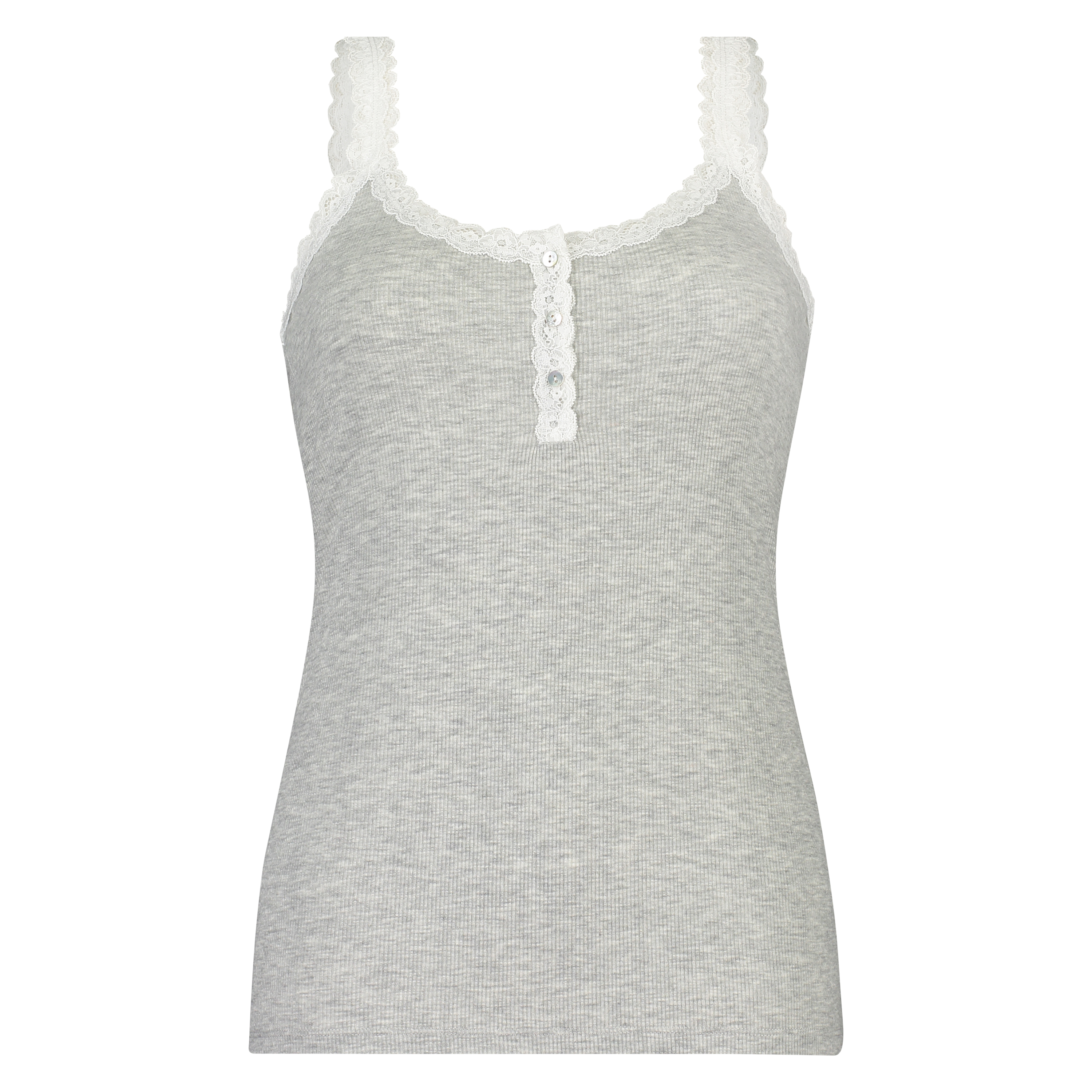 Singlet top cami rib lace, Szary, main