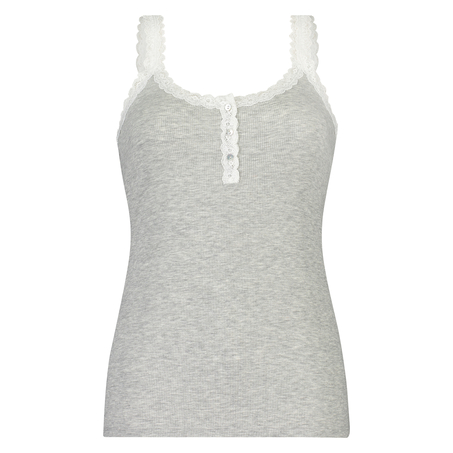 Singlet top cami rib lace, Szary