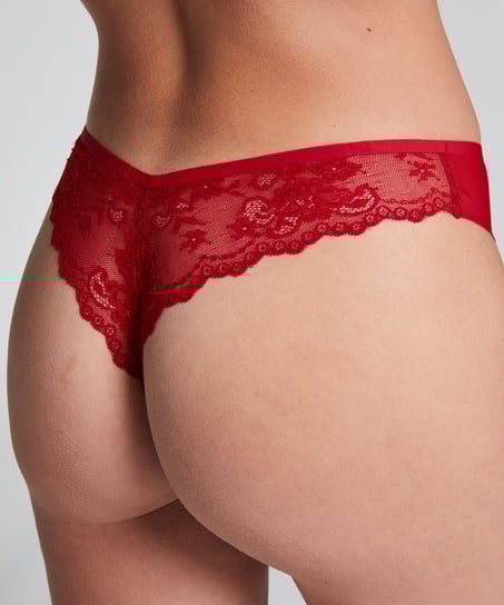 Niewidoczne pod ubraniem stringi z koronkowym tyłem, Czerwony