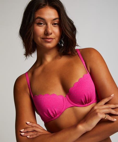 G&oacute;ra od bikini z lureksu w kształcie muszelki, R&oacute;żowy