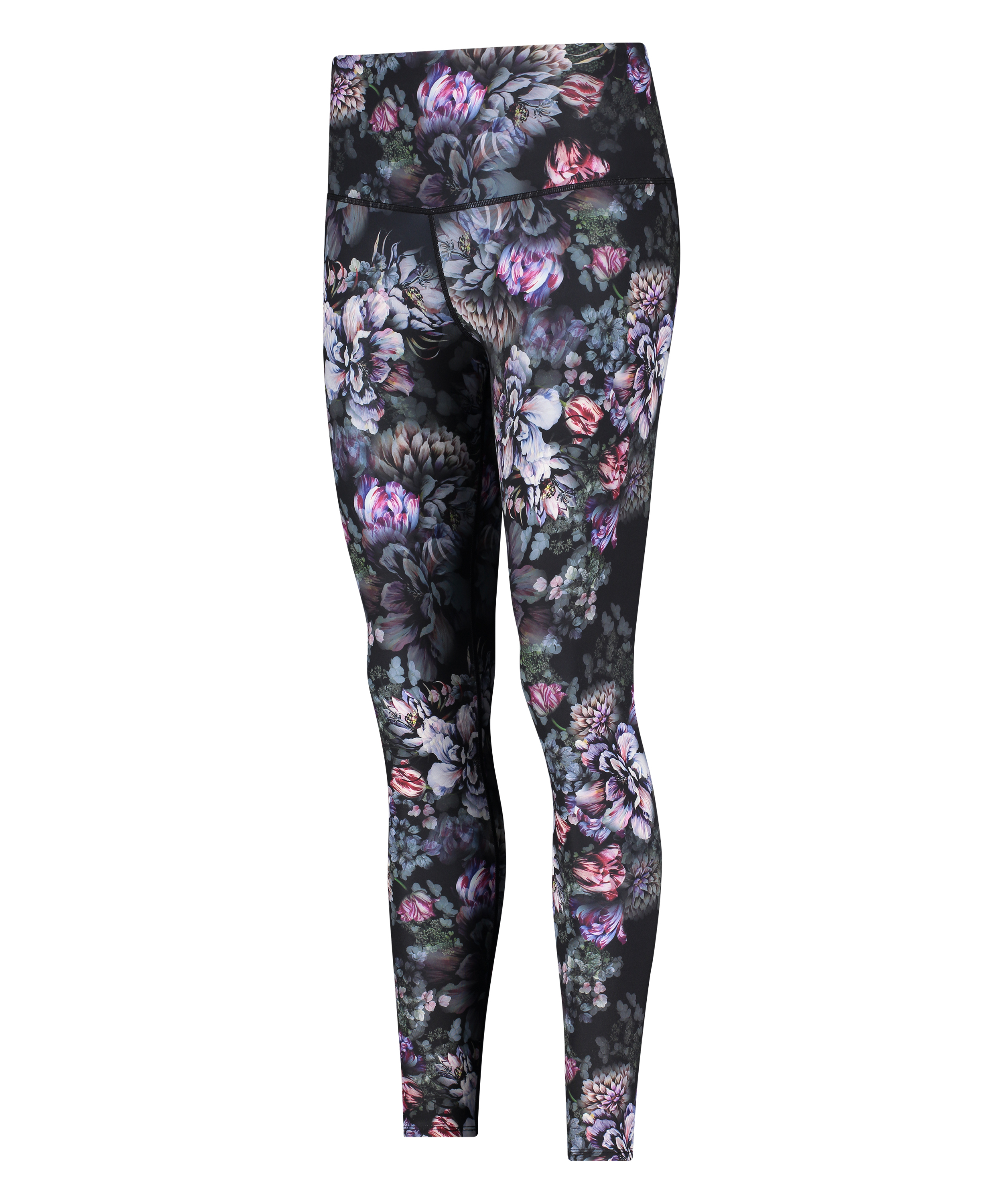 HKMX High Waisted Flower Sports Leggings, Czarny, main