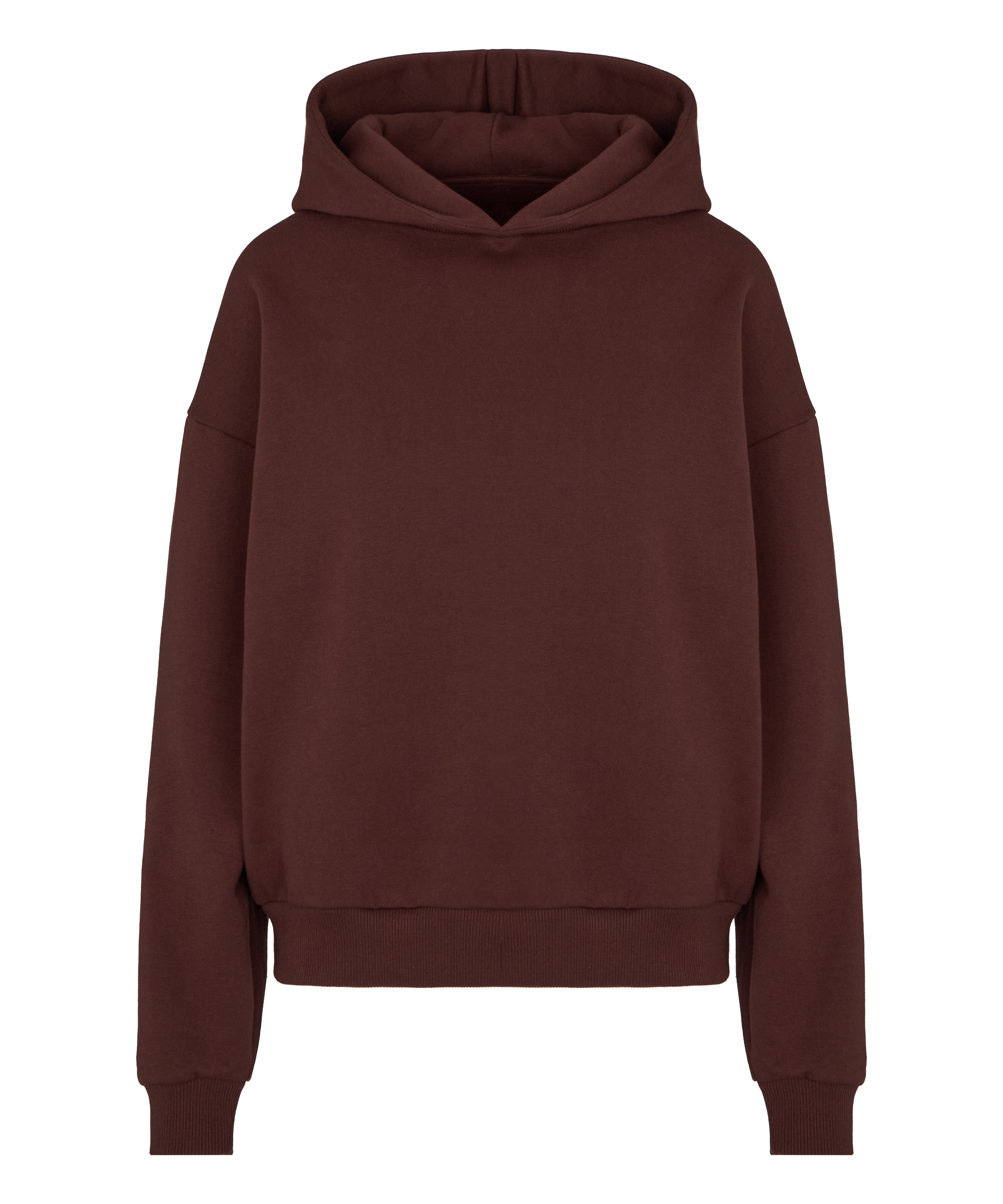 Bluza z Kapturem z Czesanej Dzianiny Dresowej, Brązowy, main
