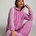 Welurowa bluza z kapturem, R&oacute;żowy