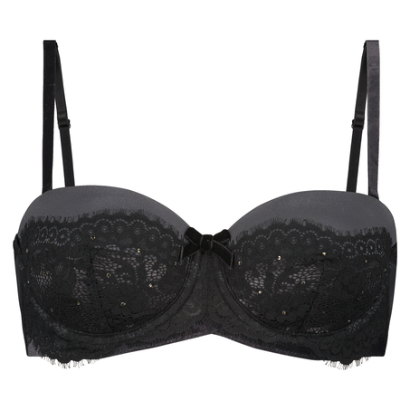Donatella padded strapless underwired bra, Czarny