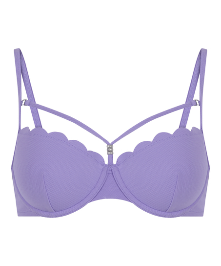Usztywniany top bikini z fiszbinami Scallop, Fioletowy