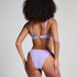 Majtki Bikini Wysoko Krojona Scallop, Fioletowy
