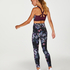 HKMX High Waisted Flower Sports Leggings, Czarny