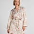Satynowe Kimono w Kwiatowy Wz&oacute;r, Biały