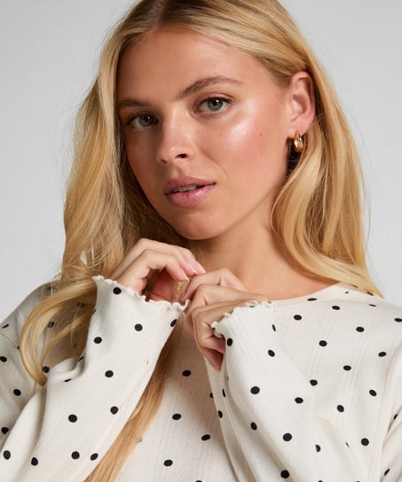 Piżama Top Loose Pointelle, Biały