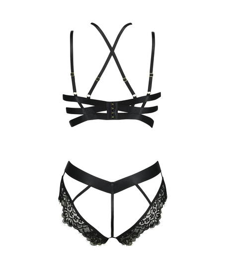 Body z otwartym krokiem Flora Private, Czarny