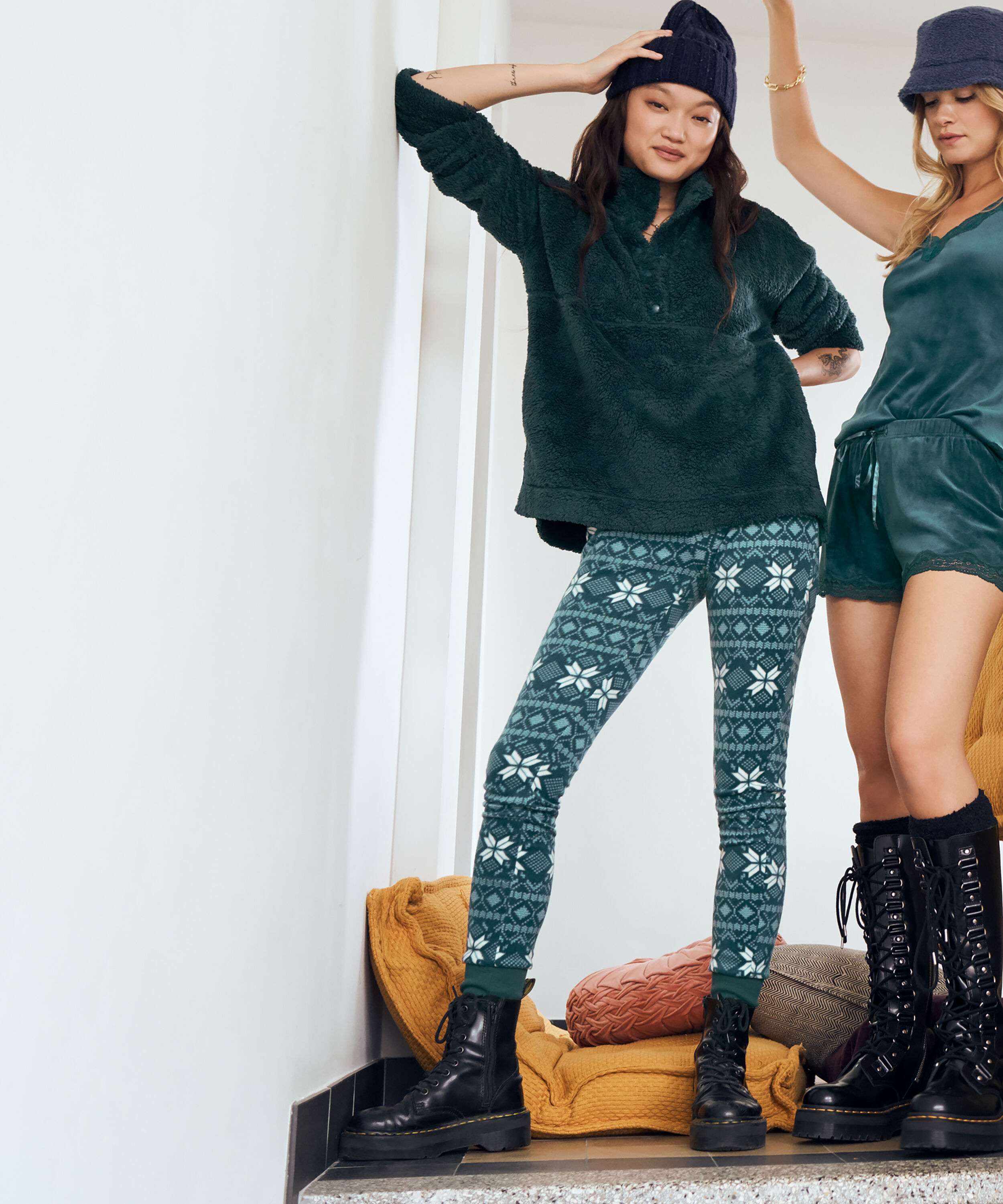 Micro Fleece Leggings, Niebieski