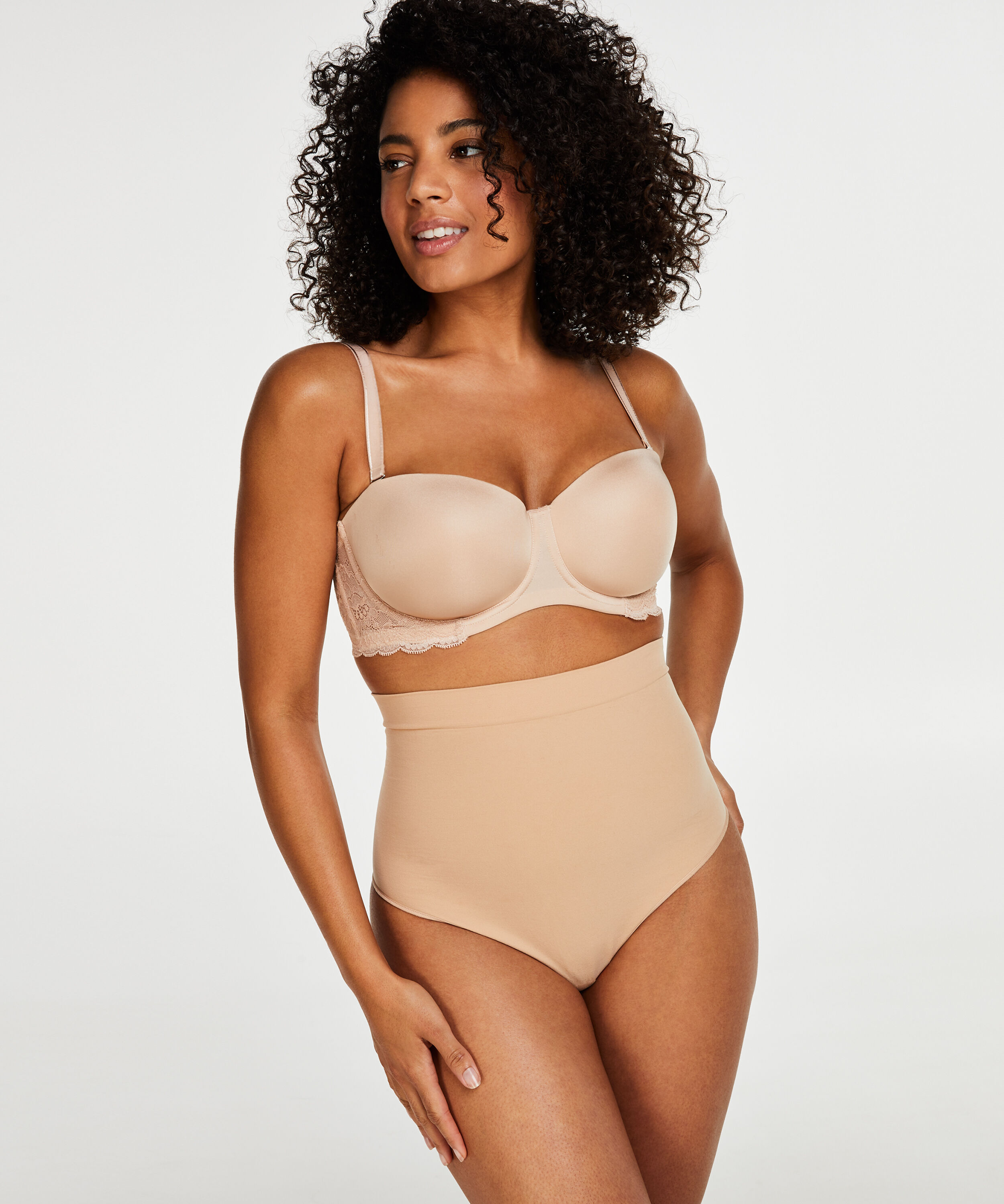 Firming high waisted thong - Level 2, Beżowy