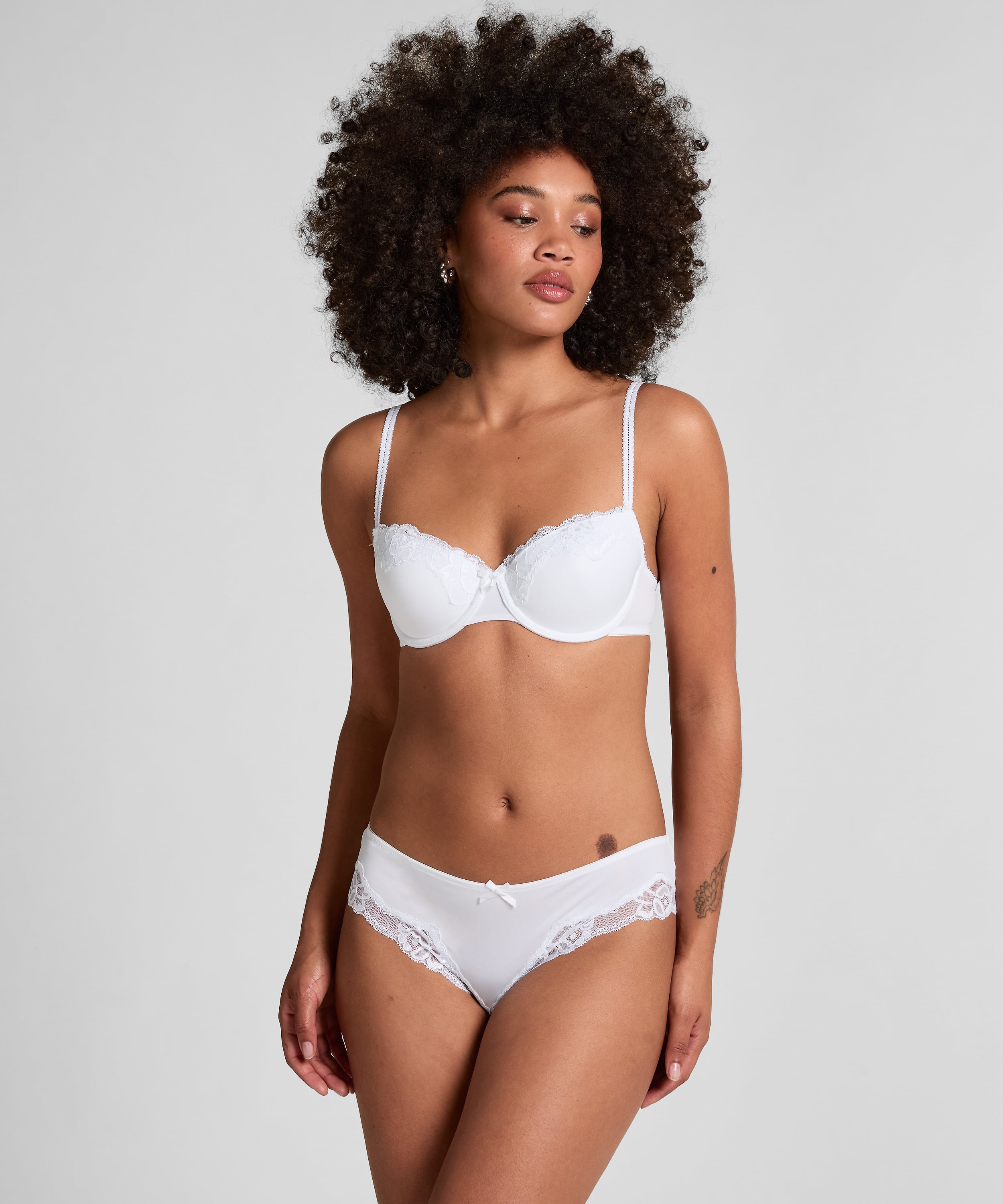 Biustonosz usztywniany z fiszbinami Secret Lace, Biały, main
