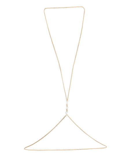 Łańcuszek Body Chain z perłami, Ż&oacute;łty