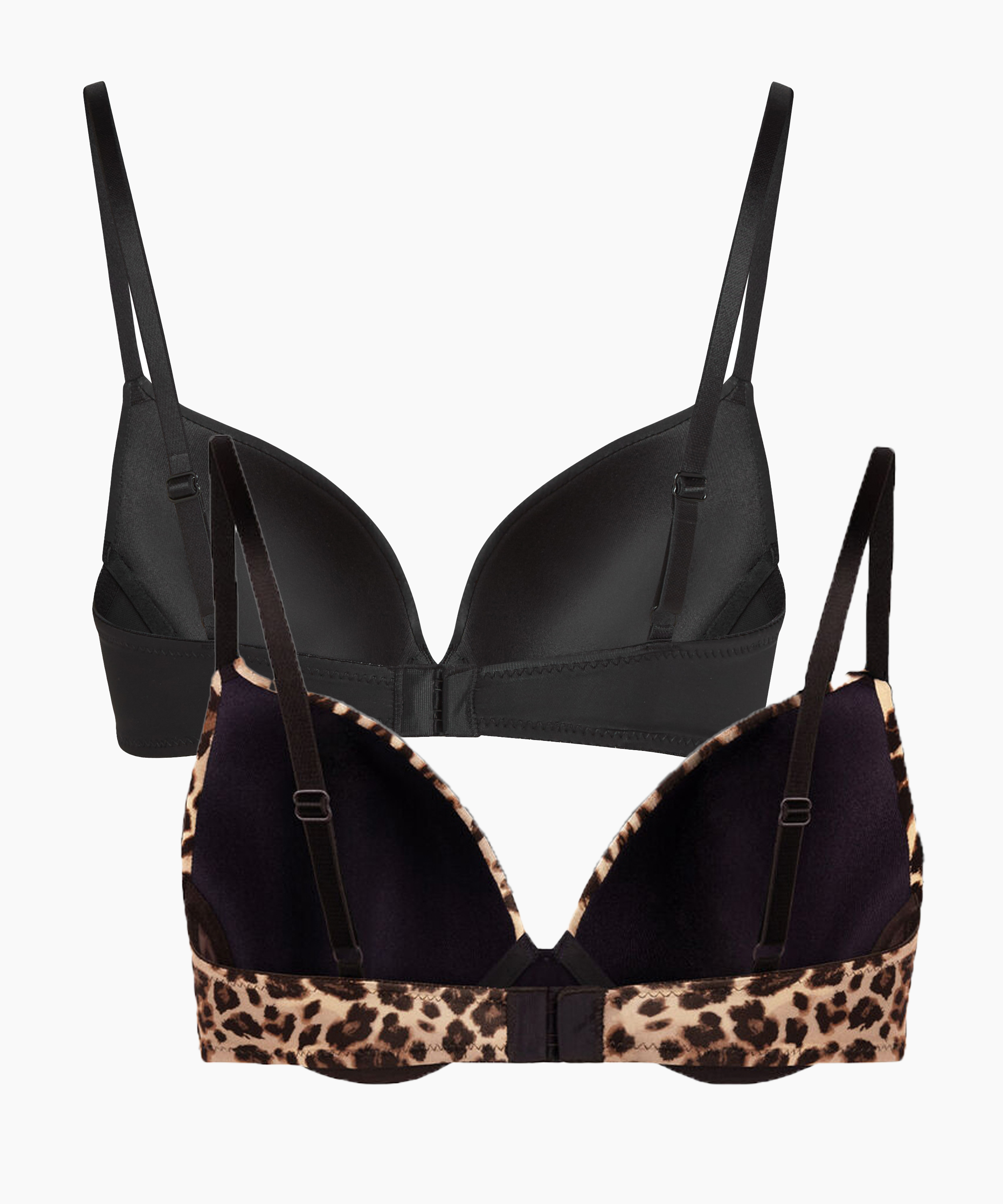 2 sztuki biustonoszy usztywnianych z fiszbinami, Czarny, main