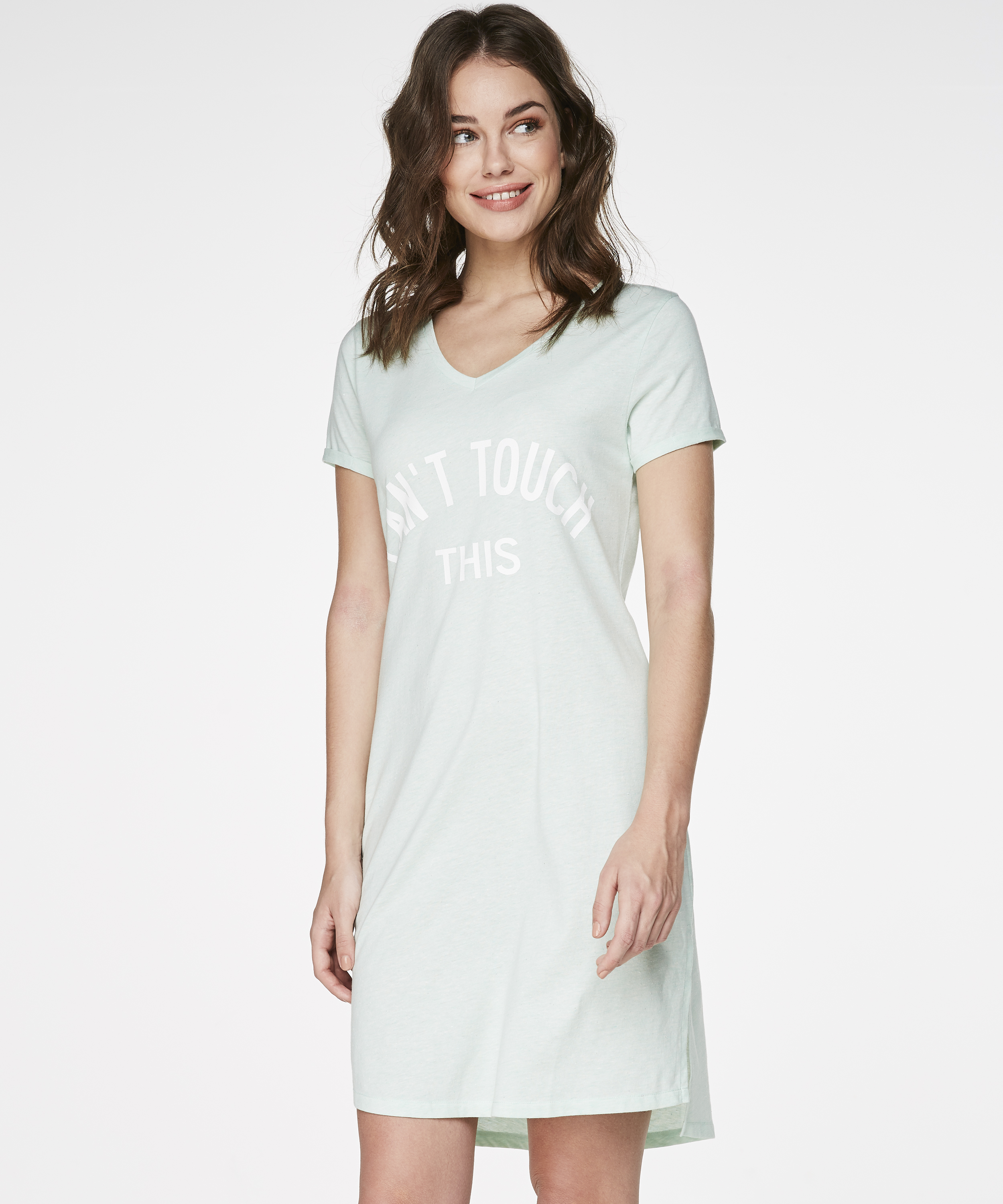 Nightshirt V-neck, Niebieski, main