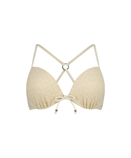 Crochet Bikini push-up Lurex Top, Biały