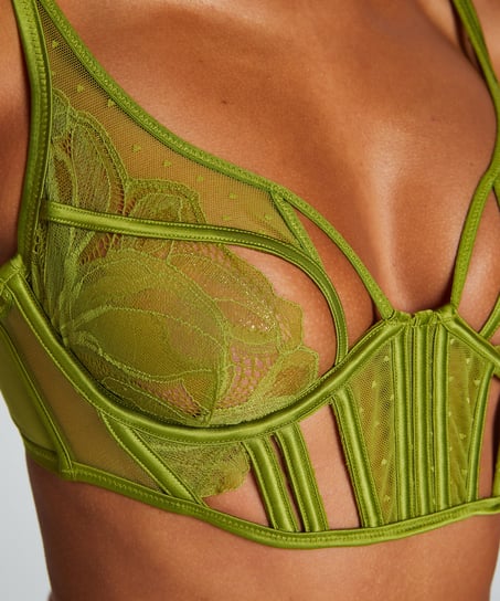 Nieusztywniony biustonosz z fiszbinami Billie, Zielony