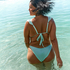 Majtki Bikini Wysoko Krojona Fiji, Niebieski