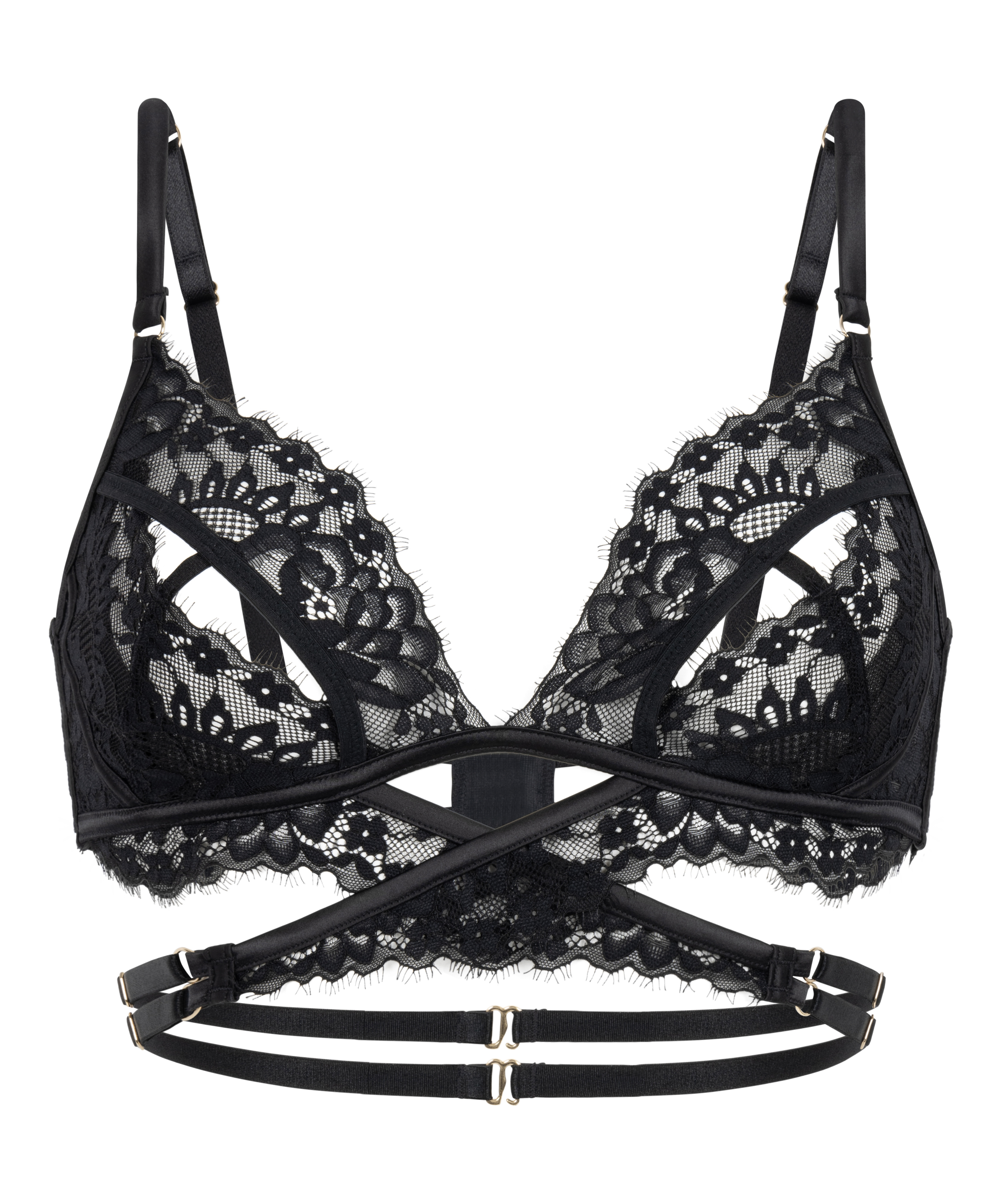 Otwarty biustonosz bralette Anna, Czarny, main