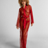 Długie kimono z koronką, Czerwony