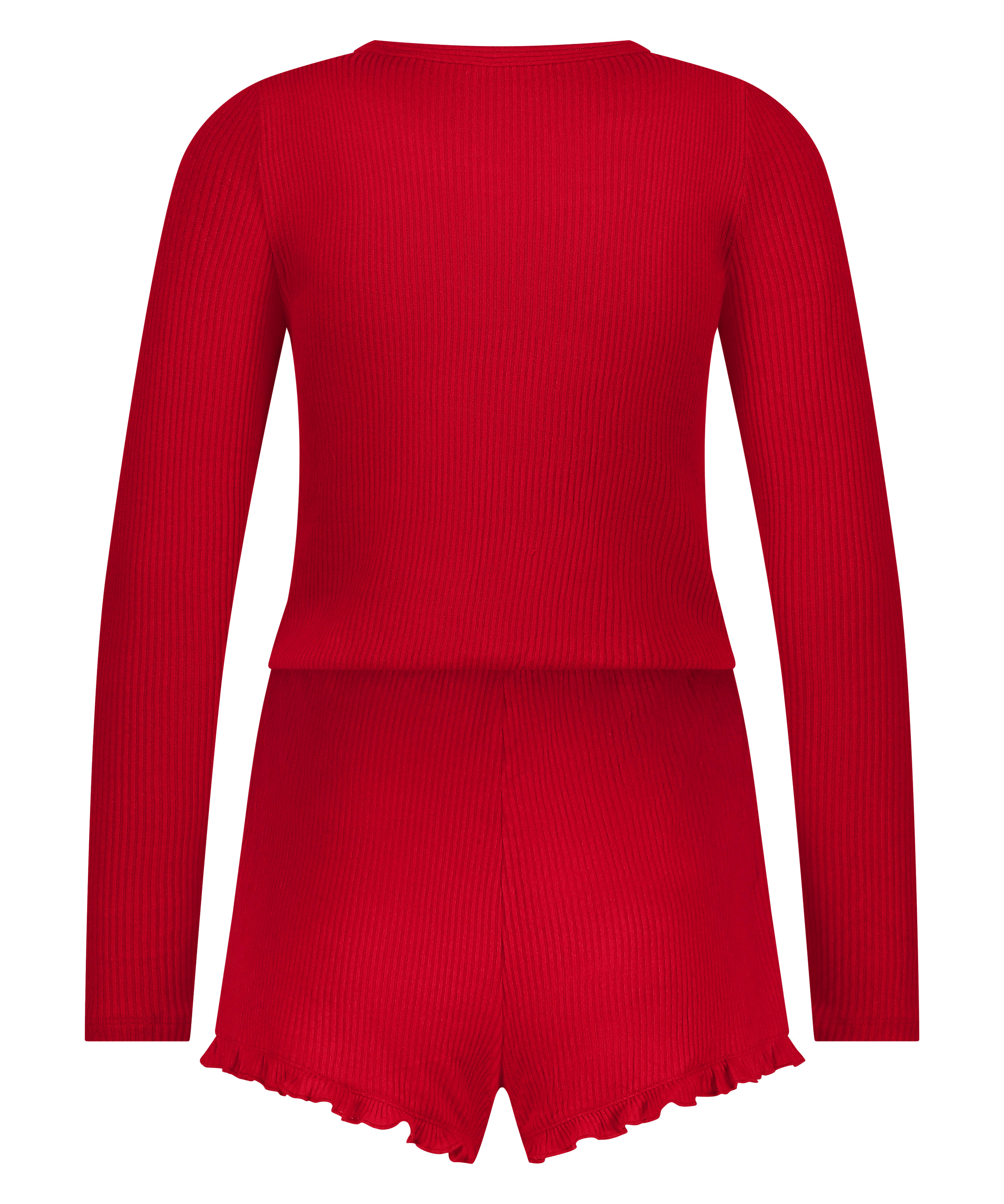 Piżama jednoczęściowa kr&oacute;tka Brushed Rib, Czerwony, main