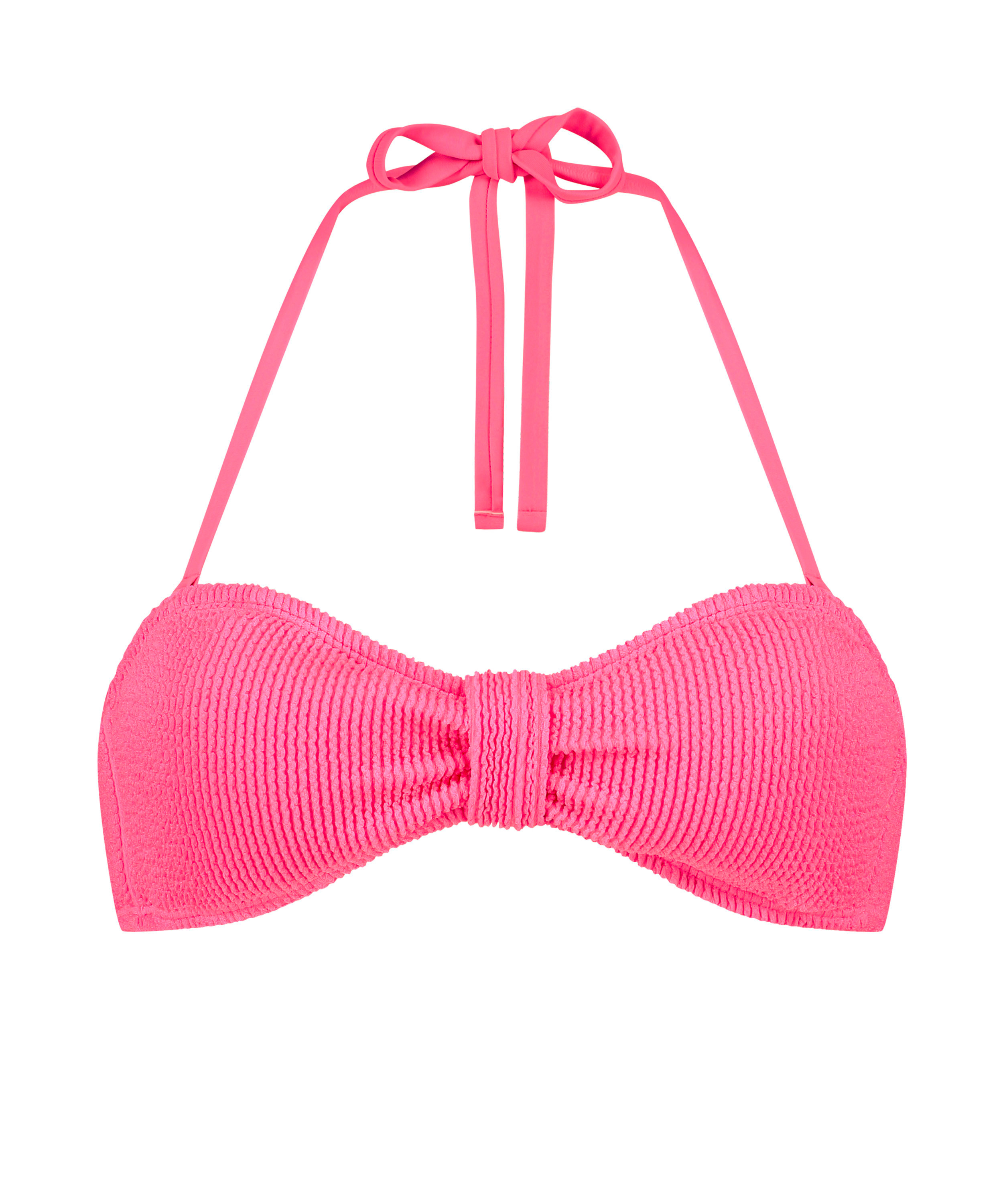 Góra od bikini typu bandeau Crinkle, Różowy, main