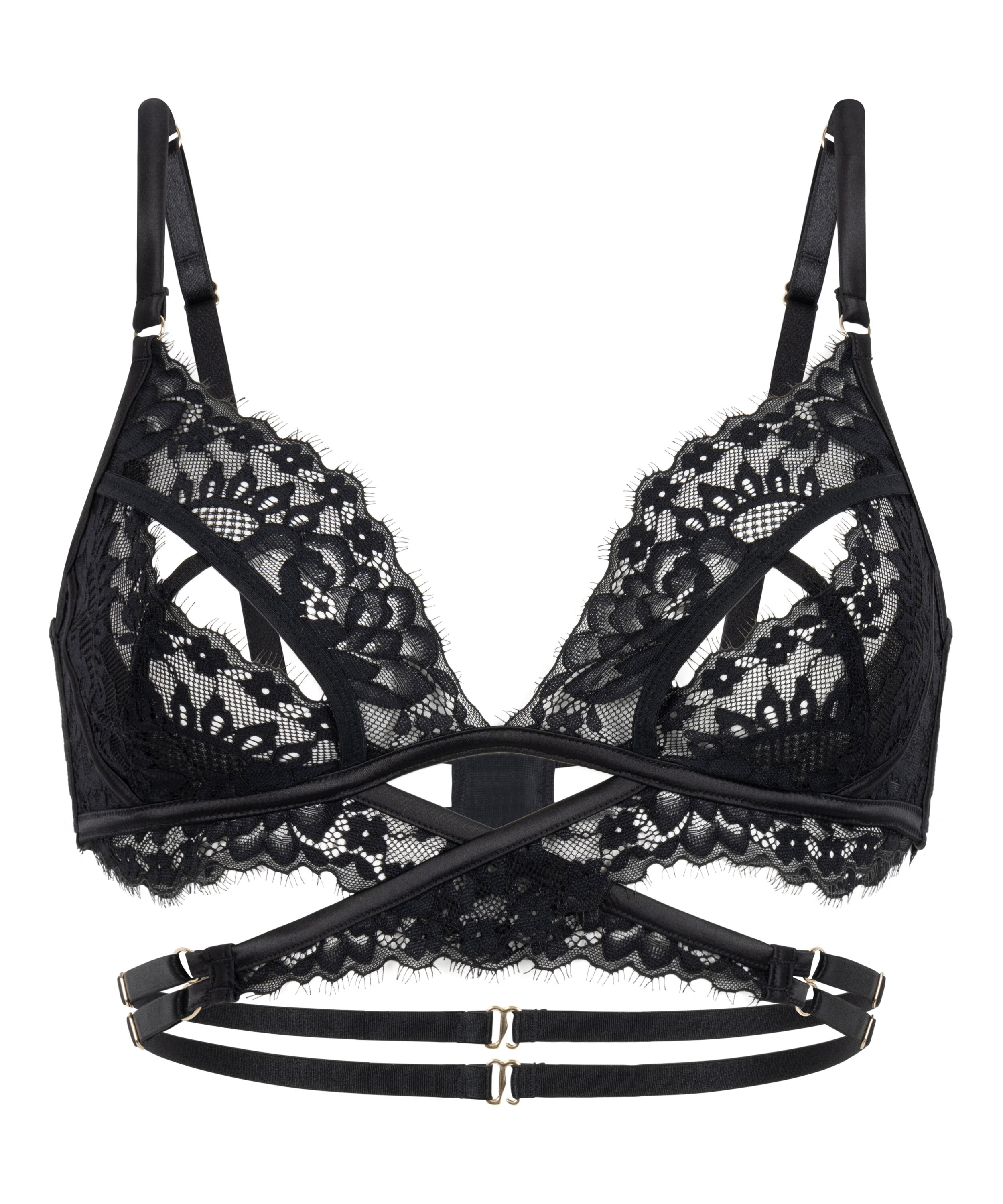Otwarty biustonosz bralette Anna, Czarny