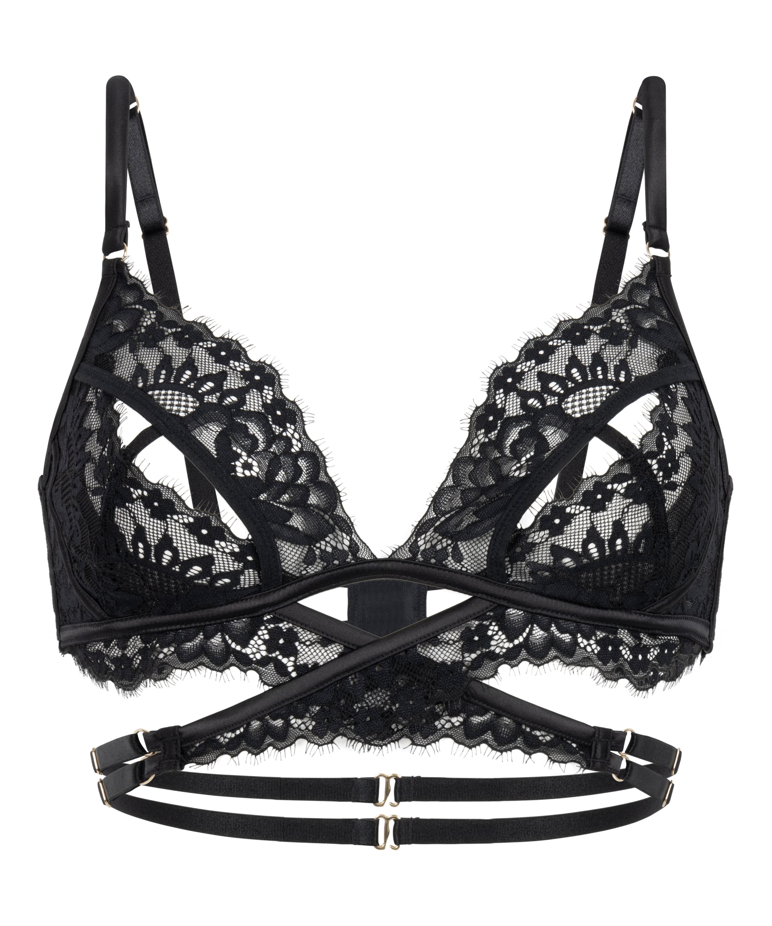 Otwarty biustonosz bralette Anna, Czarny, main