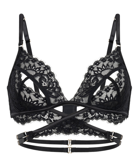 Otwarty biustonosz bralette Anna, Czarny