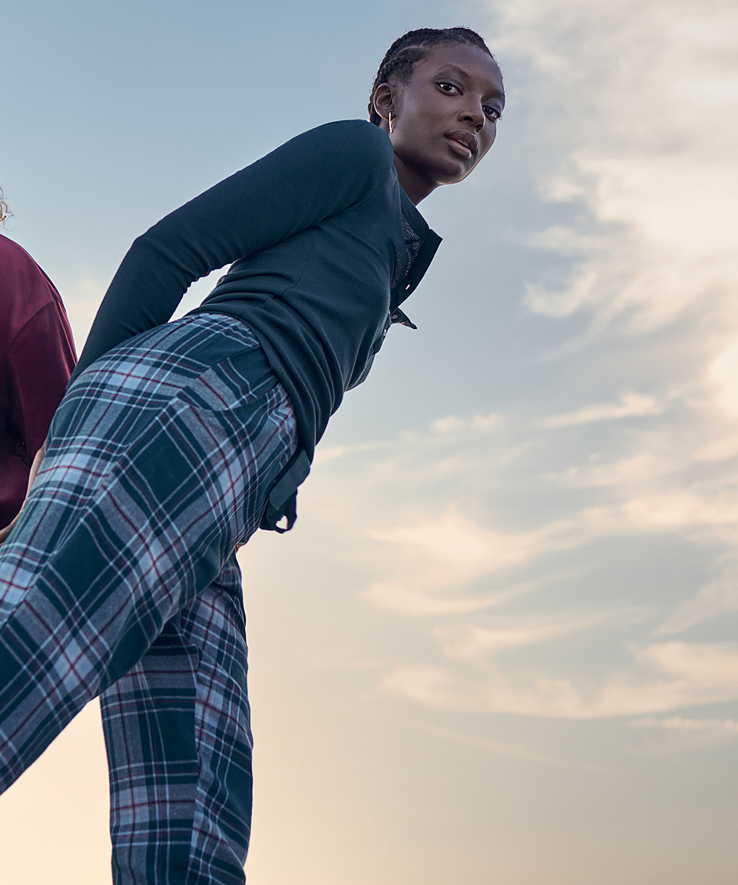 Twill Check Pyjama Pants, Niebieski, main