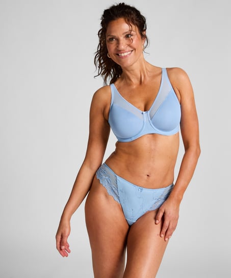 Nieusztywniany biustonosz minimizer z fiszbinami Nina, Niebieski