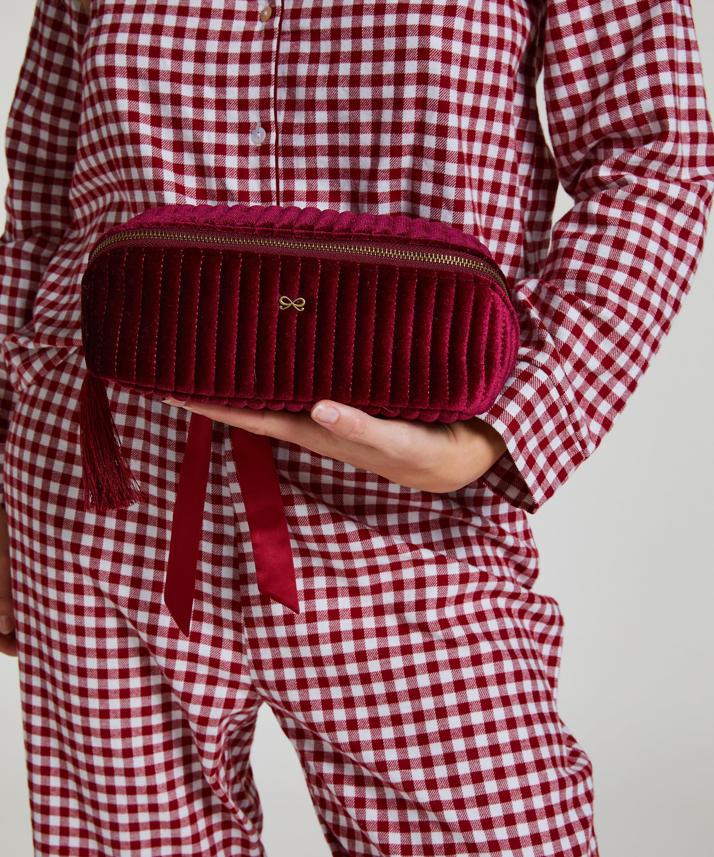 Velvet Make-Up Bag, Czerwony, main
