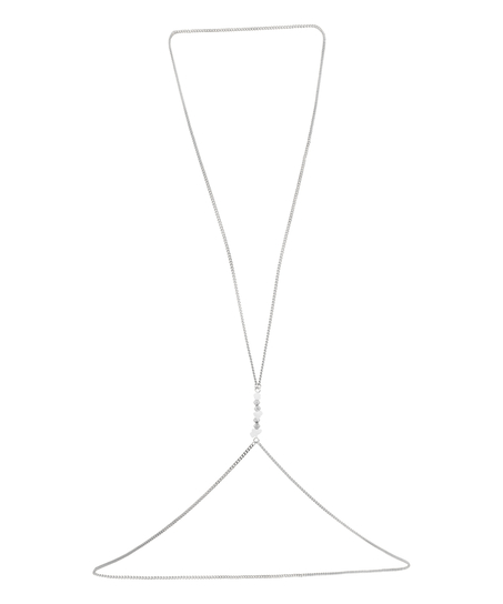 Łańcuszek Body Chain z perłami, Szary