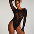 Body Scallop Floral, Czarny