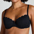 Usztywniany top bikini z fiszbinami Scallop, Czarny