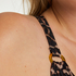 Usztywniany top bikini z fiszbinami Leopard, Beżowy