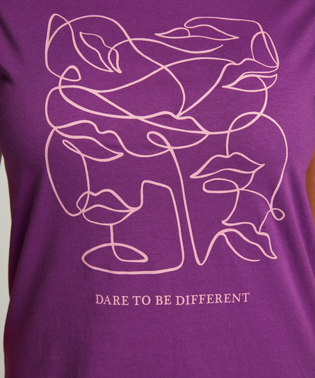 Koszula nocna z okrągłym dekoltem, Fioletowy