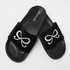 Velvet Bow Slider Slippers, Czarny