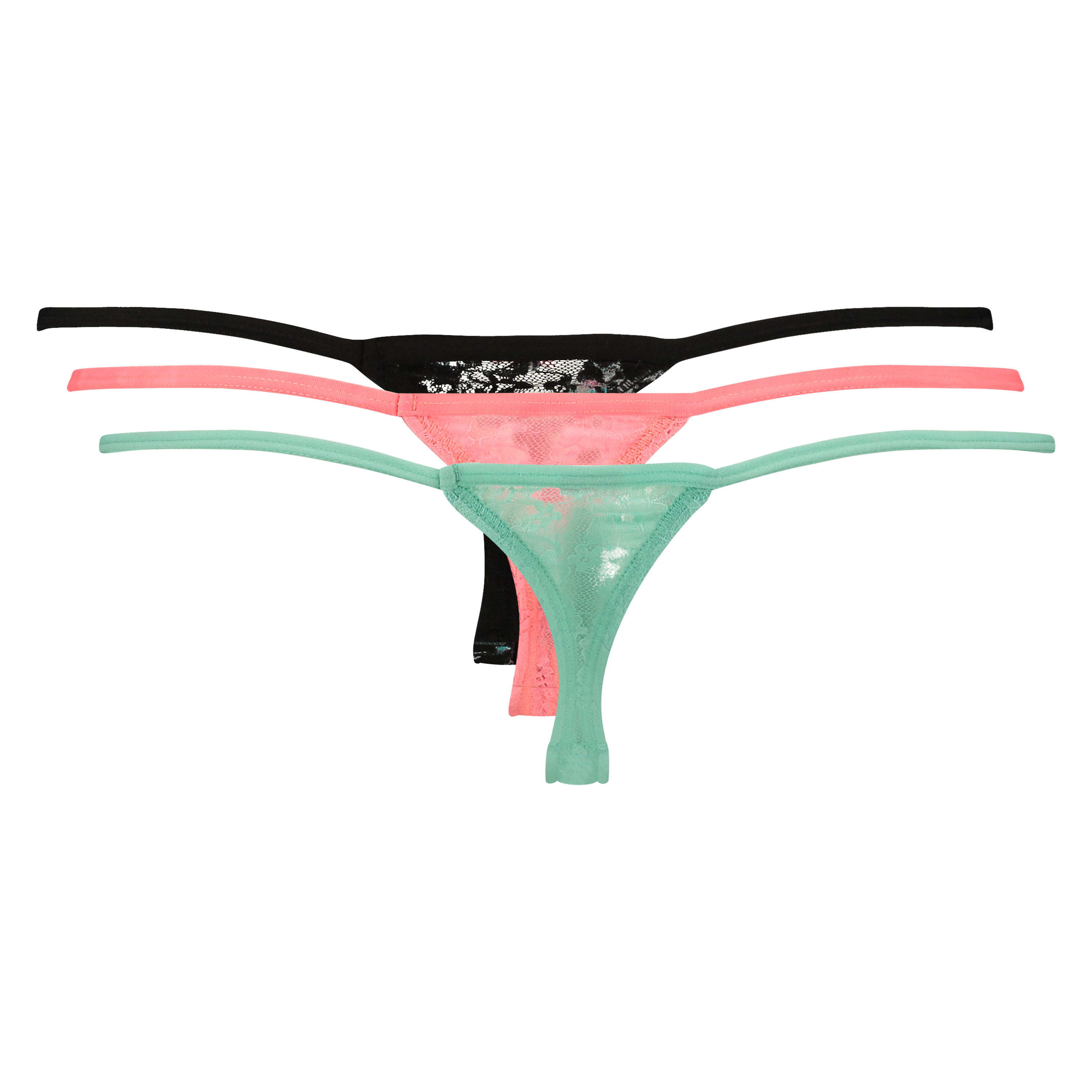 3-pack tangas lace, Niebieski, main