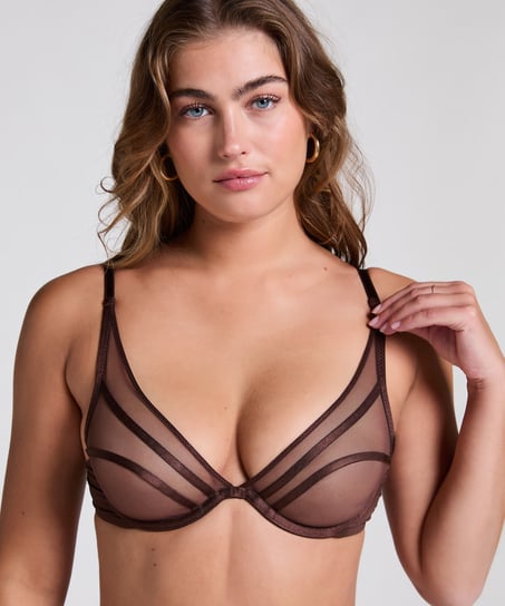 Nieusztywniany biustonosz z fiszbinami Rianne, Brązowy